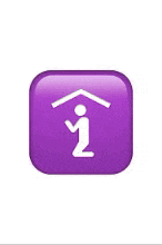 a purple icon with a man kneeling under a roof