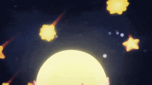 a full moon is surrounded by stars in a dark sky