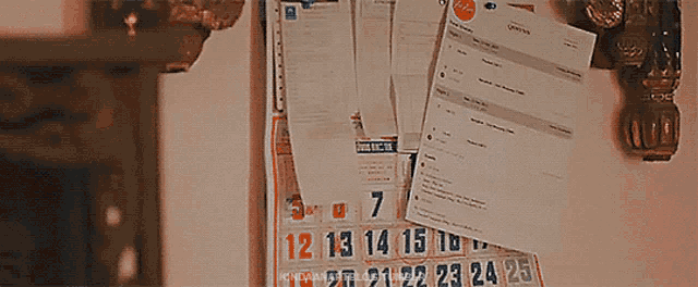 a calendar with the number 7 on it is on a wall