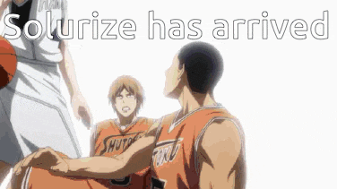 a group of basketball players with the words solurize has arrived written on the bottom