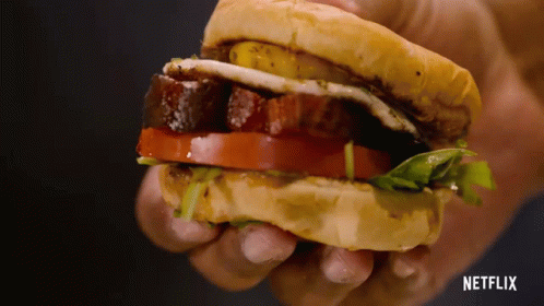 Squeeze The Burger Fresh Fried Crispy GIF - Squeeze The Burger Fresh Fried Crispy Spill The Sauce GIFs