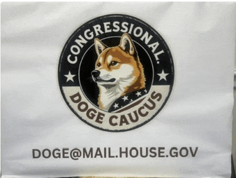 a congressional doge caucus logo is on a white sign