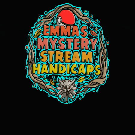 a logo for emma 's mystery stream handicaps with a witcher symbol