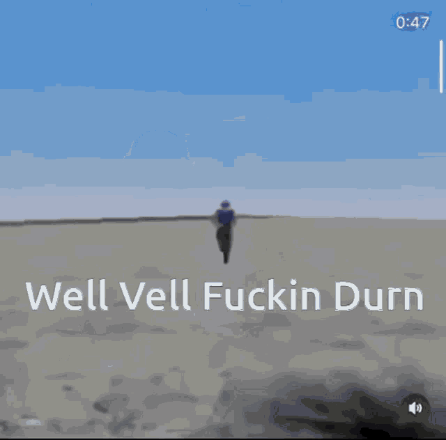 a cartoon of a man walking with the words well vell fuckin durn on the bottom