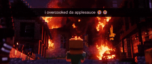 a screenshot of a video game scene with the words i overcooked da applesauce