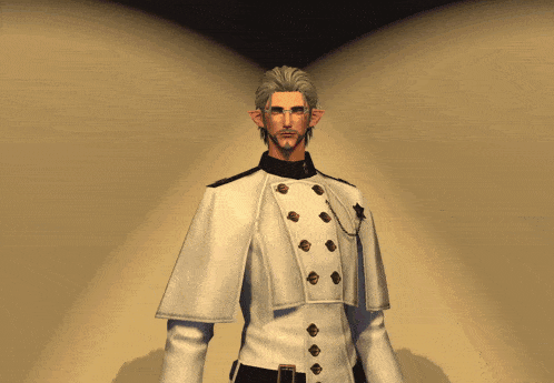 a person in a white coat with hearts coming out of their head