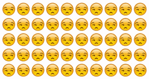 a row of smiley faces with sad faces on a white background
