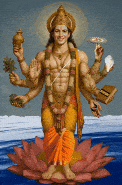 a painting of a man holding a book that says ayurveda on it