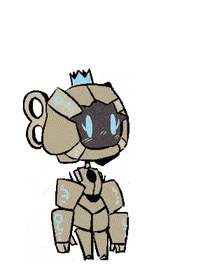 a cartoon drawing of a robot with a crown on top of its head .