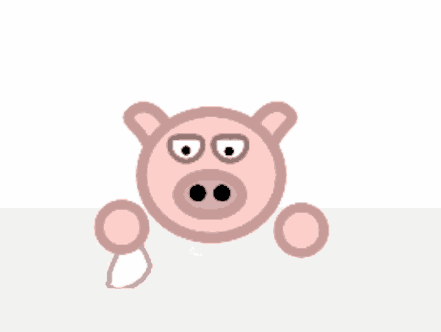a drawing of a pig with two circles around its head