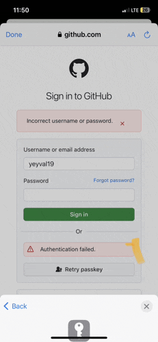 a phone screen shows a sign in page for github