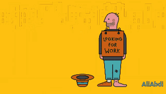 a man holding a sign that says looking for work