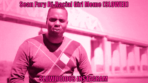 a man in a plaid sweater stands in front of a pink background that says slowlicious instagram on it