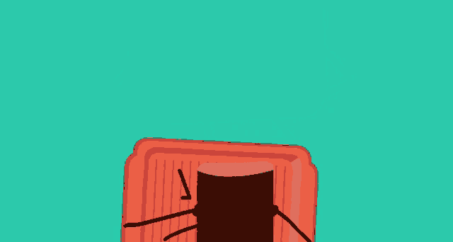 a cartoon drawing of a coffin and a red sling