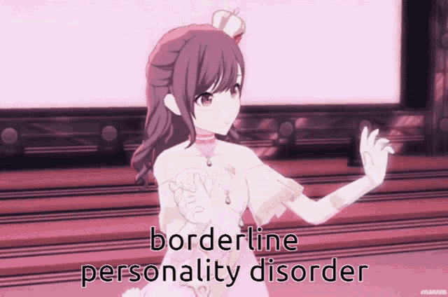a girl with a crown on her head and the words borderline personality disorder below her