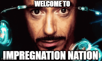 a close up of a man 's face with the words welcome to impegnation nation written below it