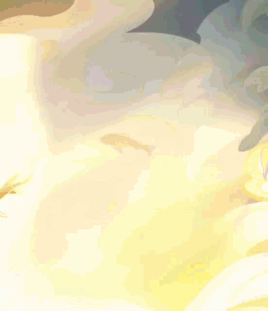 a cartoon drawing of a person with white hair and a yellow tail