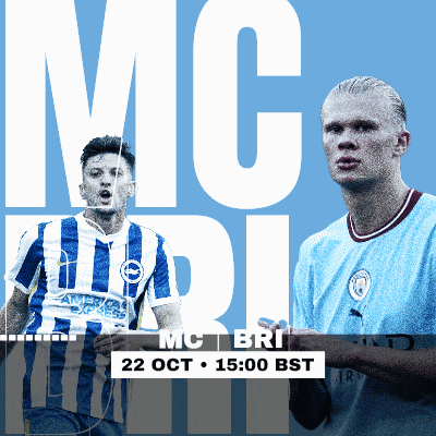 a poster for a soccer game between mc bri and manchester city