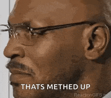 a man wearing glasses and a beard is making a funny face and says `` thats methed up '' .
