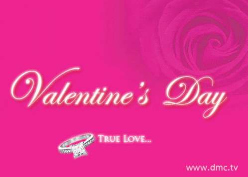 a pink valentine 's day poster with a diamond ring