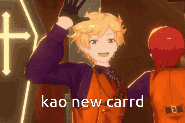 kao new carrd is written on a cartoon character 's face