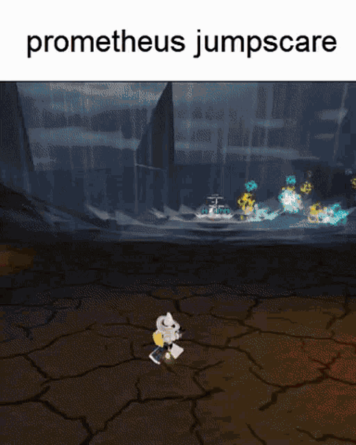 a screenshot of a video game with the words prometheus jumpscare on the bottom