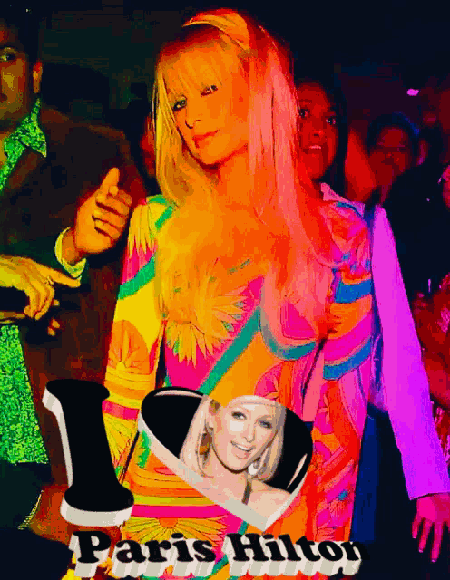 a painting of paris hilton with a picture of her on the bottom
