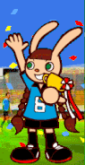 a cartoon rabbit with the number 6 on her jersey