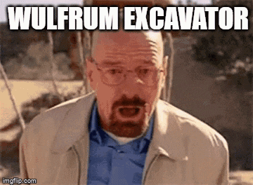 a man with a beard and glasses is making a funny face with the words wulfrum excavator written above him .