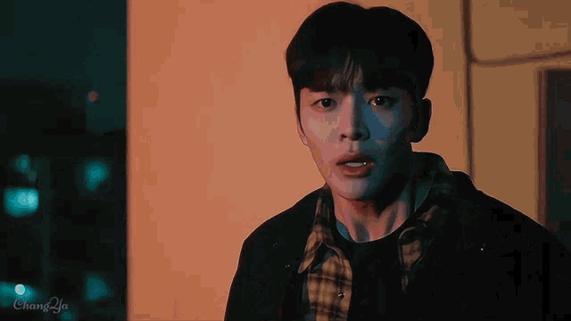a close up of a man 's face with the word chang in the bottom right