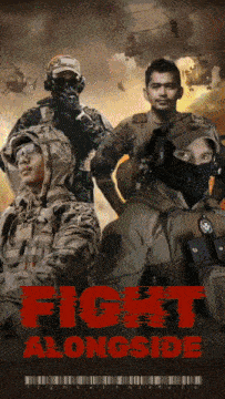 a poster for a movie called fight alongside shows a group of soldiers