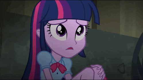 twilight sparkle from my little pony equestria girls is sitting down with her hands on her knees