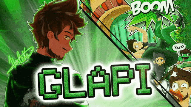 a cartoon of a man with a beard and the word glapi