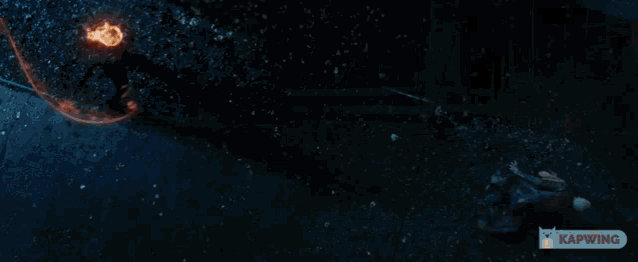 a man is surrounded by flames in a scene from a movie called ghost rider