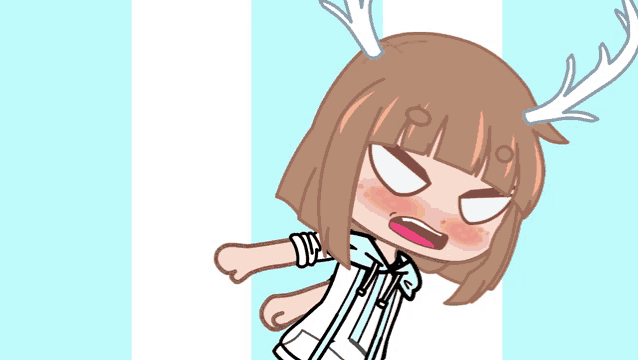 a cartoon of a girl with antlers on her head making an angry face