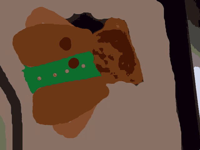 a drawing of a chicken nugget with a green stripe around it