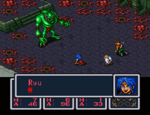 a screenshot of a video game with ryu talking to another character