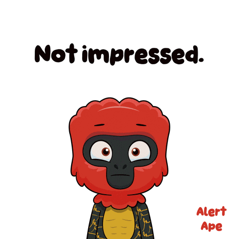 a cartoon of a monkey with the words not impressed above it