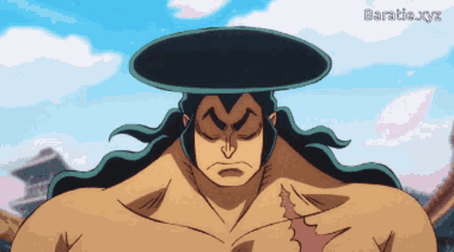 a cartoon of a man with a hat on his head and the words baratie.xyz on the bottom right