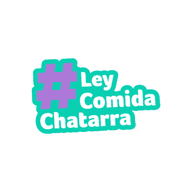 a sticker that says " ley comida chatarra " on a white background