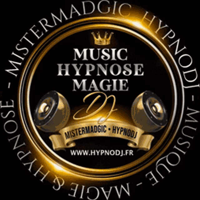 a logo for music hypnose magie dj mistermadgic
