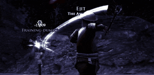 a screenshot of a video game shows a man holding a sword and says ejit the assassin