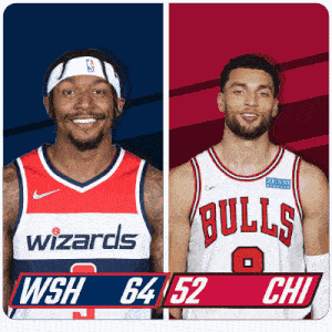 a wizards player and a bulls player are shown side by side