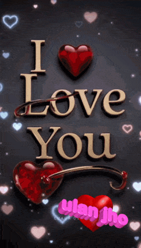 a picture that says i love you with red hearts