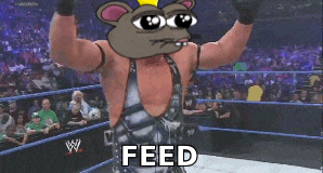 a cartoon of a wrestler in a wrestling ring with the word feed on the bottom
