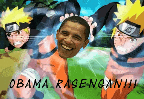 a picture of obama and naruto with the words obama rasengan