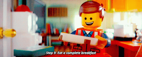 The Lego Movie Emmet GIF - The Lego Movie Emmet Step9eat A Complete Breakfast GIFs