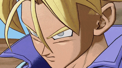 a close up of a cartoon character with a purple jacket