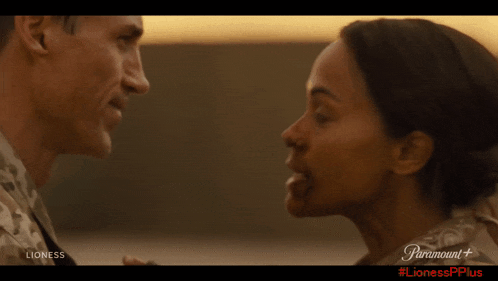 a man and a woman are looking into each other 's eyes in a paramount+ ad