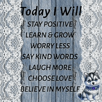 a picture of a husky dog with the words today i will stay positive